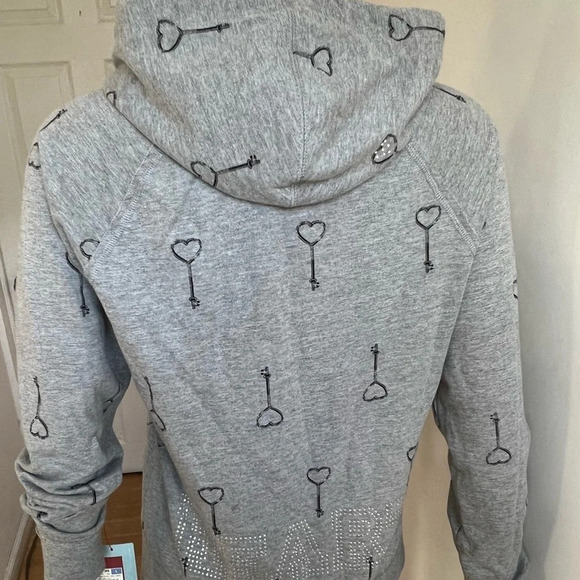 Mossimo NWT Gray Heart Key Printed Zip Hoodie - Picture 3 of 8